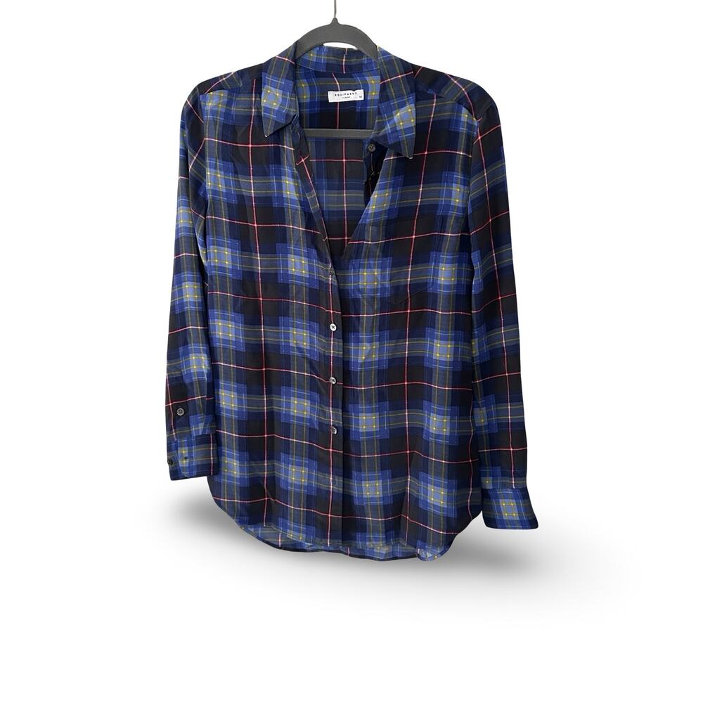Equipment Femme 100% Silk Tartan Blouse XS